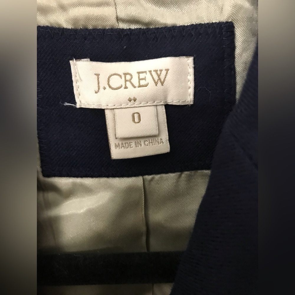 𝅺j. Crew Factory Womens Wool Blend Gold Buttons Schoolboy Navy Blazer Size 0 - Picture 14 of 15